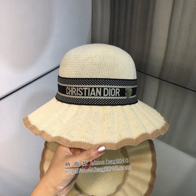 Dior女士帽子 迪奧新款ins波浪帽沿遮陽帽草帽 Dior度假風漁夫帽  mm1231